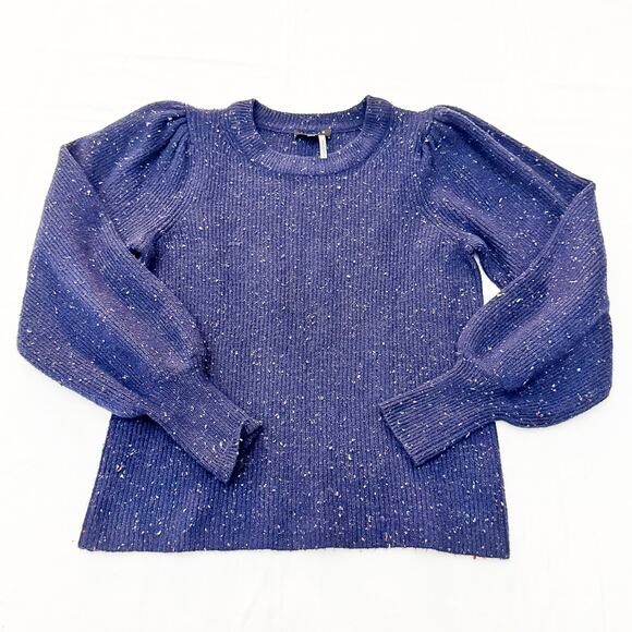 1 State Balloon Sleeve Long Sweater Navy Patterned Size Small - Picture 1 of 6
